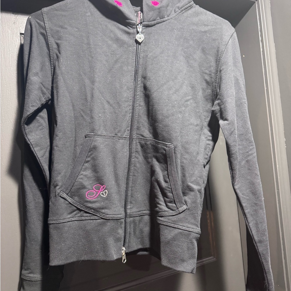 Victorias Secret Sexy Little Thing Zip-Up Hoodie with Pink Embroidery